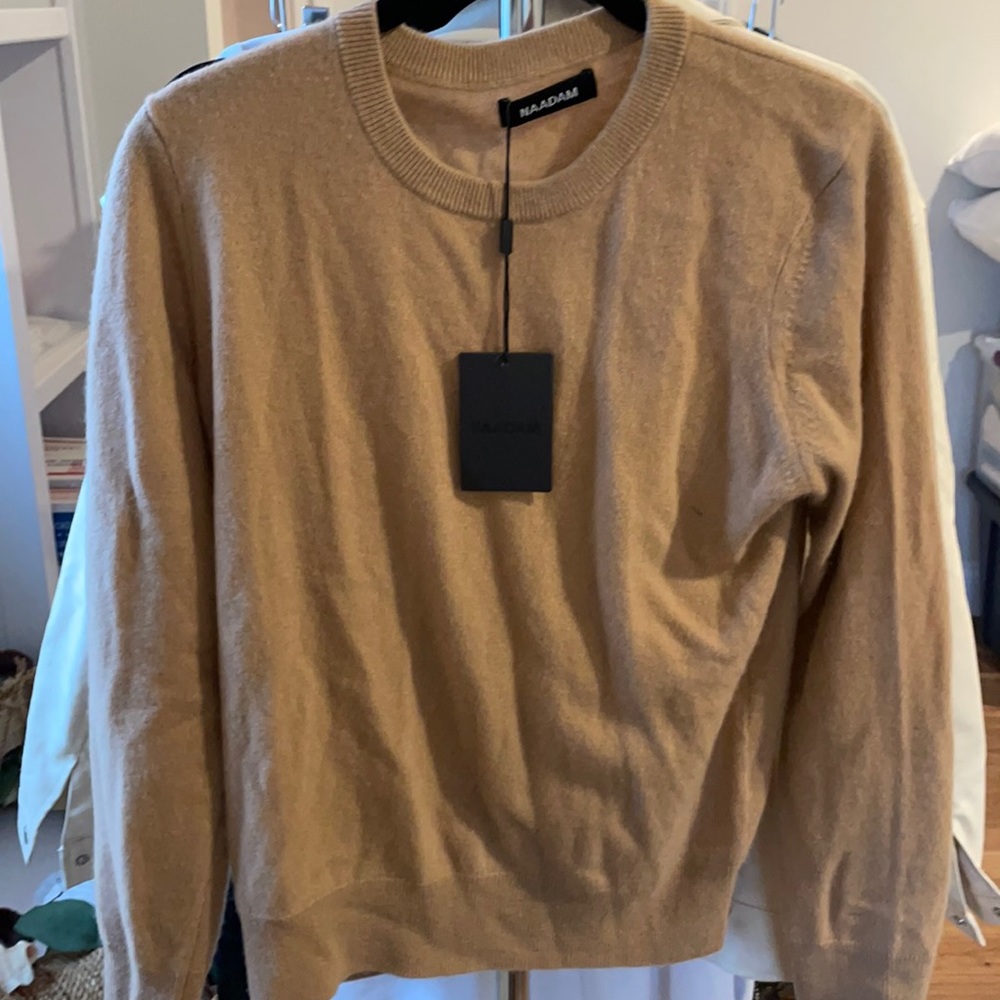 Camel Crew Neck Cashmere Sweater NWT